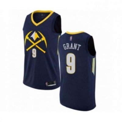 Mens Denver Nuggets 9 Jerami Grant Authentic Navy Blue Basketball Jersey City Edition