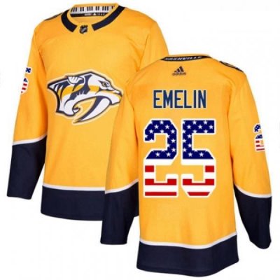 Youth Adidas Nashville Predators 25 Alexei Emelin Authentic Gold USA Flag Fashion NHL Jersey