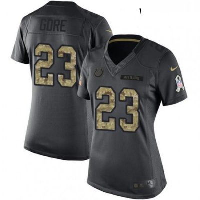 Womens Nike Indianapolis Colts 23 Frank Gore Limited Black 2016 Salute to Service NFL Jersey