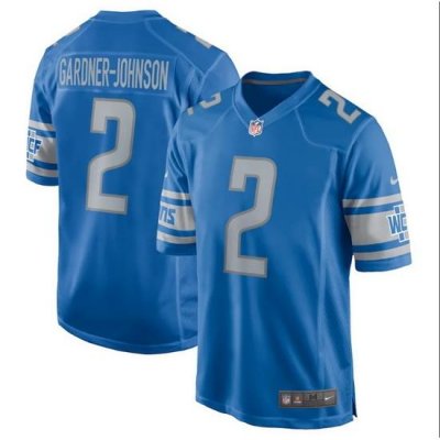 Men Detroit Lions 2 Chauncey Gardner Johnson Blue Detroit Lions Stitched Game Jersey