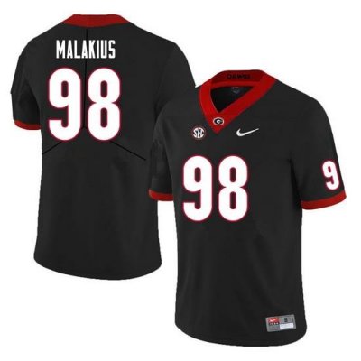 Men #98 Tyler Malakius Georgia Bulldogs College Football Jerseys Sale-Black