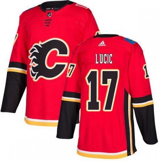 Men Calgary Flames 17 Milan Lucic Red Adidas Jersey