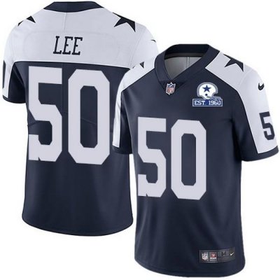 Nike Cowboys 50 Sean Lee Navy Blue Thanksgiving Men Stitched With Established In 1960 Patch NFL Vapor Untouchable Limited Throwback Jersey