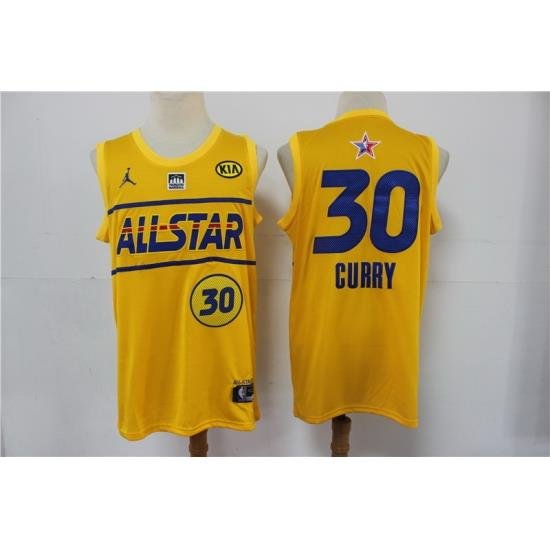 warriors 30 Stephen Curry 2021 All Star Game Yellow Swingman Jersey