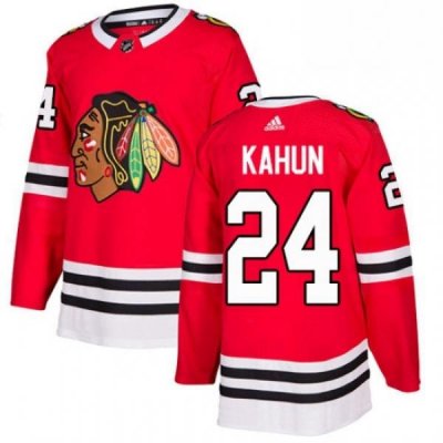 Mens Adidas Chicago Blackhawks 24 Dominik Kahun Red Home Authentic Stitched NHL Jersey