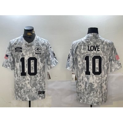 Men Green Bay Packers 10 Jordan Love 2024 F U S E Arctic Camo Salute To Service Limited Stitched Football Jersey