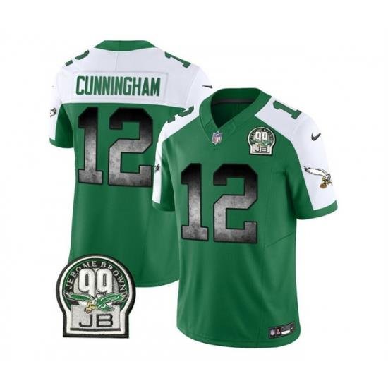 Men Philadelphia Eagles 12 Randall Cunningham Green White 2023 F U S E  Throwback Vapor Untouchable Limited Stitched Football Jersey