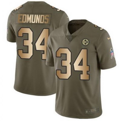 Nike Steelers #34 Terrell Edmunds Olive Gold Mens Stitched NFL Limited 2017 Salute To Service Jersey