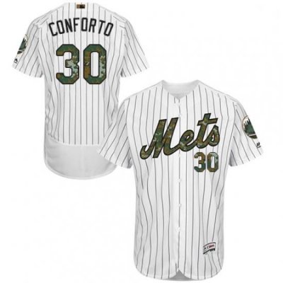 Mens Majestic New York Mets 30 Michael Conforto Authentic White 2016 Memorial Day Fashion Flex Base MLB Jersey