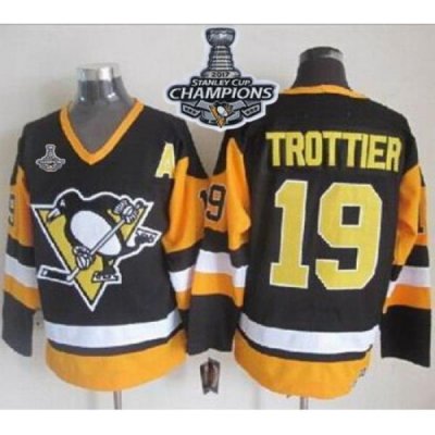 Penguins #19 Bryan Trottier Black CCM Throwback 2017 Stanley Cup Finals Champions Stitched NHL Jersey