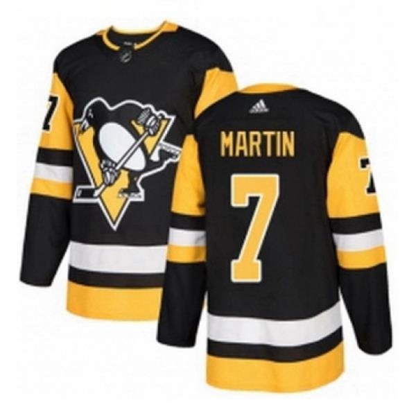 Mens Adidas Pittsburgh Penguins 7 Paul Martin Authentic Black Home NHL Jersey