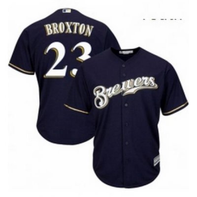 Youth Majestic Milwaukee Brewers 23 Keon Broxton Authentic White Alternate Cool Base MLB Jersey