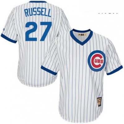 Mens Majestic Chicago Cubs 27 Addison Russell Replica White Home Cooperstown MLB Jersey