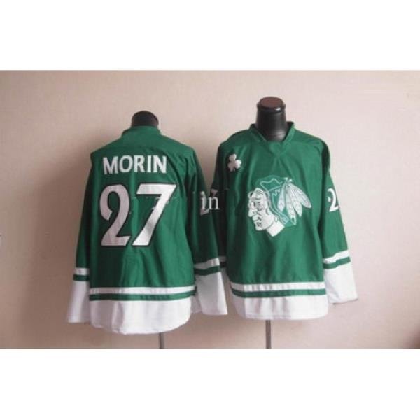 NHL Jerseys Chicago Blackhawks #27 Jeremy Morin green St Patty's Day Hockey Jersey