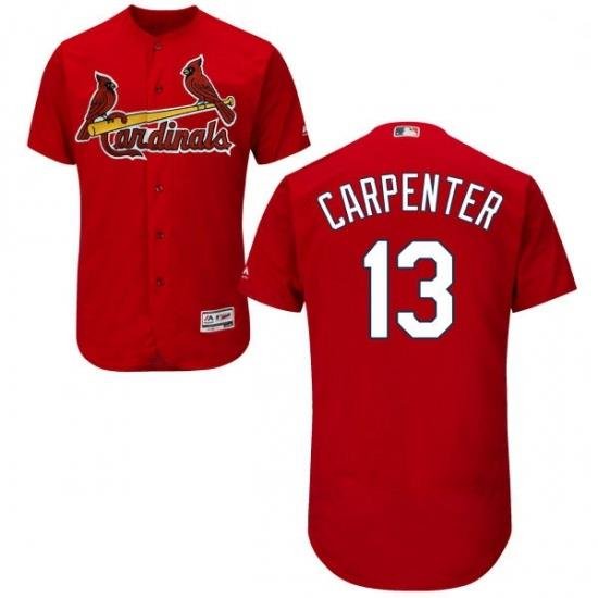 Mens Majestic St Louis Cardinals 13 Matt Carpenter Red Alternate Flex Base Authentic Collection MLB Jersey