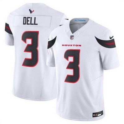 Men Houston Texans 3 Tank Dell White 2024 Vapor F U S E  Limited Stitched Jersey