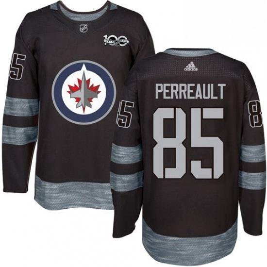 Mens Adidas Winnipeg Jets 85 Mathieu Perreault Authentic Black 1917 2017 100th Anniversary NHL Jersey