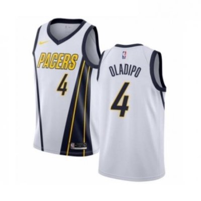 Womens Nike Indiana Pacers 4 Victor Oladipo White Swingman Jersey Earned Edition