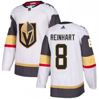 Mens Adidas Vegas Golden Knights 8 Griffin Reinhart Authentic White Away NHL Jersey