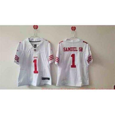 Women San Francisco 49ers 1 Deebo Samuel Sr  White F U S E Vapor Untouchable Stitched Jersey