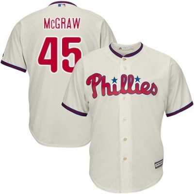 Youth Majestic Philadelphia Phillies 45 Tug McGraw Replica Cream Alternate Cool Base MLB Jersey