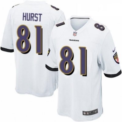 Mens Nike Baltimore Ravens 81 Hayden Hurst Game White NFL Jersey