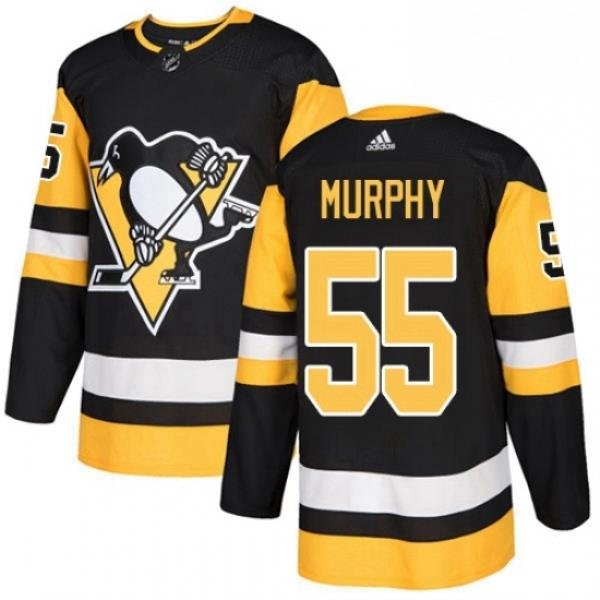 Mens Adidas Pittsburgh Penguins 55 Larry Murphy Authentic Black Home NHL Jersey