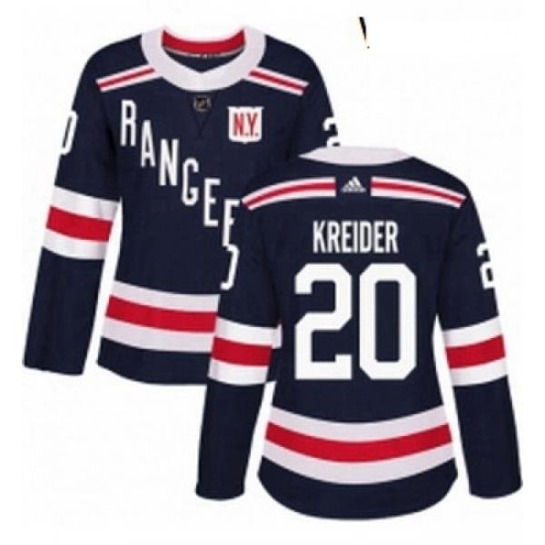 Womens Adidas New York Rangers 20 Chris Kreider Authentic Navy Blue 2018 Winter Classic NHL Jersey