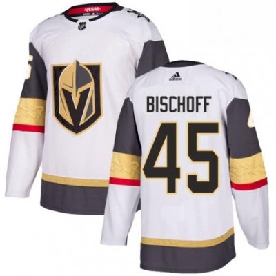 Mens Adidas Vegas Golden Knights 45 Jake Bischoff Authentic White Away NHL Jersey