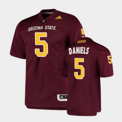 Men Arizona State Sun Devils Jayden Daniels College Football Maroon Premier Jersey