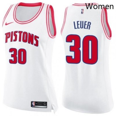 Womens Nike Detroit Pistons 30 Jon Leuer Swingman WhitePink Fashion NBA Jersey