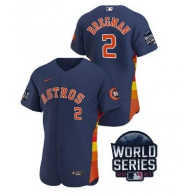 Men Houston Astros 2 Alex Bregman 2021 Navy World Series Flex Base Stitched Baseball Jersey