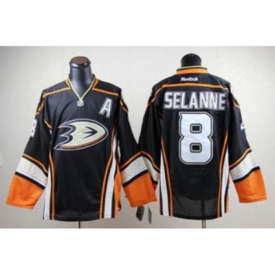 NHL Anaheim Ducks 8 Teemu Selanne Third Black Hockey Jerseys