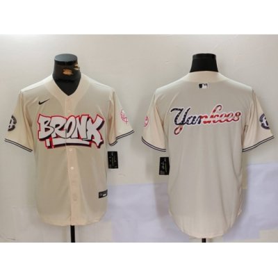 Men New York Yankees Blank Cream The Bronx Graffiti V2 Vapor Limited Stitched Baseball Jersey 10