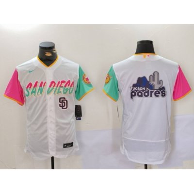 Men San Diego Padres big logo Profar White City Connect Cool Base Stitched Baseball Jersey 3