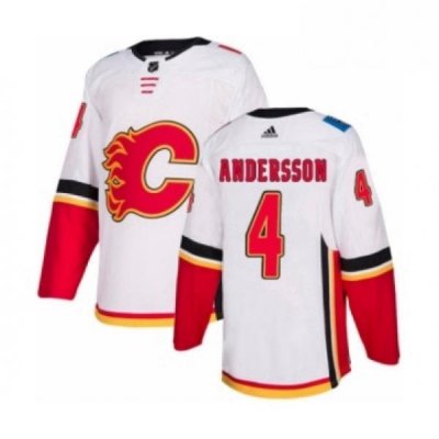 Mens Adidas Calgary Flames 4 Rasmus Andersson Authentic White Away NHL Jersey