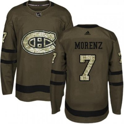 Youth Adidas Montreal Canadiens 7 Howie Morenz Authentic Green Salute to Service NHL Jersey