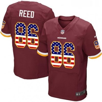 Mens Nike Washington Redskins 86 Jordan Reed Elite Burgundy Red Home USA Flag Fashion NFL Jersey