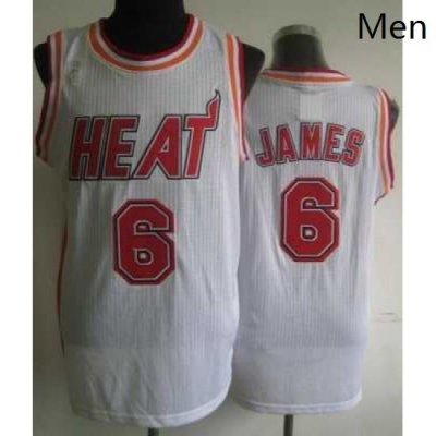 Miami Heat 6 LeBron James White Hardwood Classics Revolution 30 NBA Jerseys