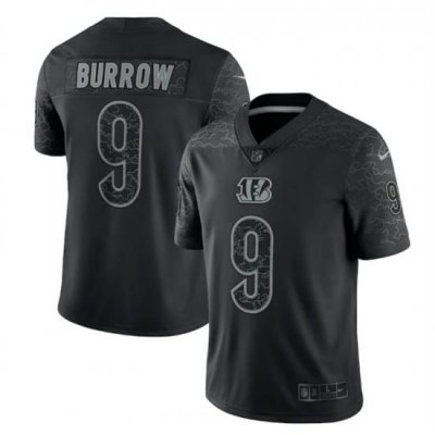 Men Cincinnati Bengals 9 Joe Burrow Reflective Limited Stitched Jersey