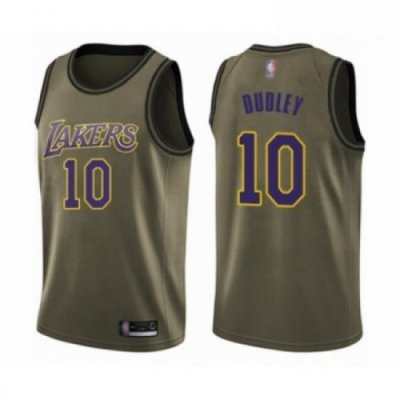 Mens Los Angeles Lakers 10 Jared Dudley Swingman Green Salute to Service Basketball Jersey