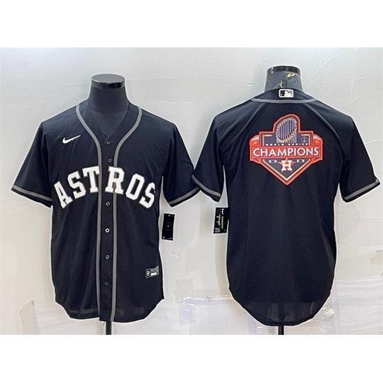 Men Houston Astros Black 2022 World Series Champions Team Big Logo Cool Base Stitched Jersey