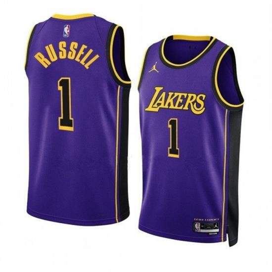 Men Los Angeles Lakers 1 D'Angelo Russell Purple Stitched Basketball Jersey