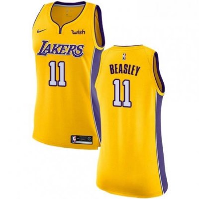 Womens Nike Los Angeles Lakers 11 Michael Beasley Swingman Gold NBA Jersey Icon Edition