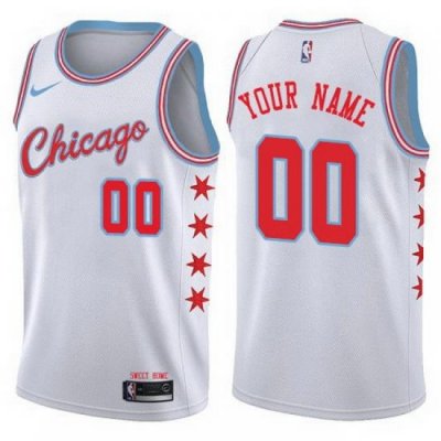 Men Women Youth Toddler All Size Nike Chicago Bulls Customized Authentic White NBA City Edition Jersey