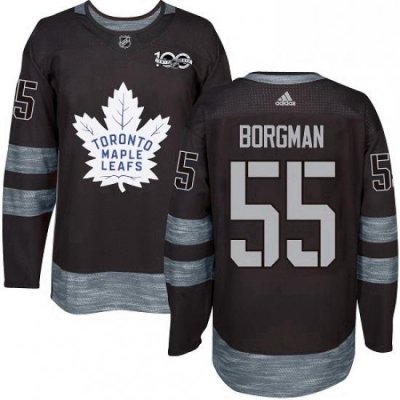 Mens Adidas Toronto Maple Leafs 55 Andreas Borgman Authentic Black 1917 2017 100th Anniversary NHL Jersey