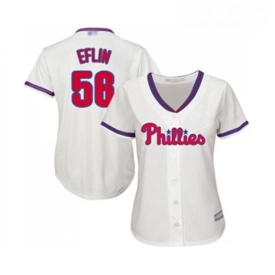 Womens Philadelphia Phillies 56 Zach Eflin Replica Cream Alternate Cool Base Baseball Jersey