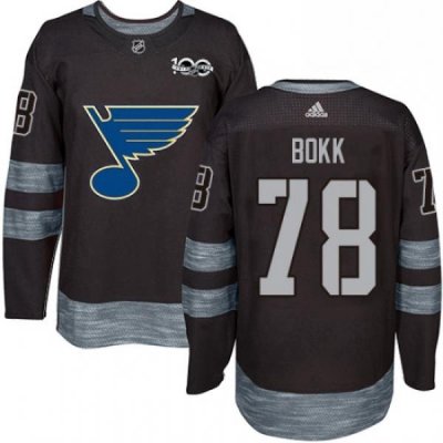 Mens Adidas St Louis Blues 78 Dominik Bokk Authentic Black 1917 2017 100th Anniversary NHL Jersey