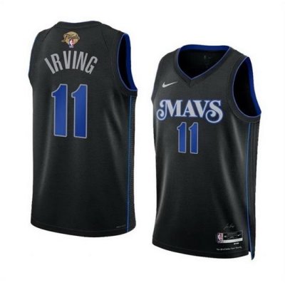 Men Dallas Mavericks 11 Kyrie Irving Black 2024 Finals City Edition Stitched Basketball Jersey