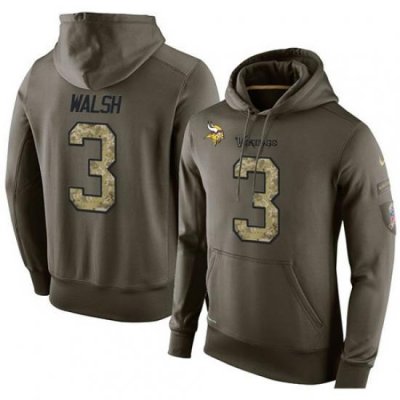 NFL Nike Minnesota Vikings 3 Blair Walsh Green Salute To Service Mens Pullover Hoodie